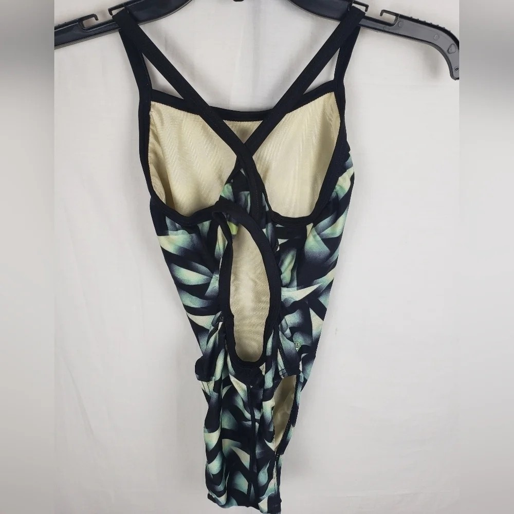Speedo Black and Yellow One Piece Cross Straps Sz 8
